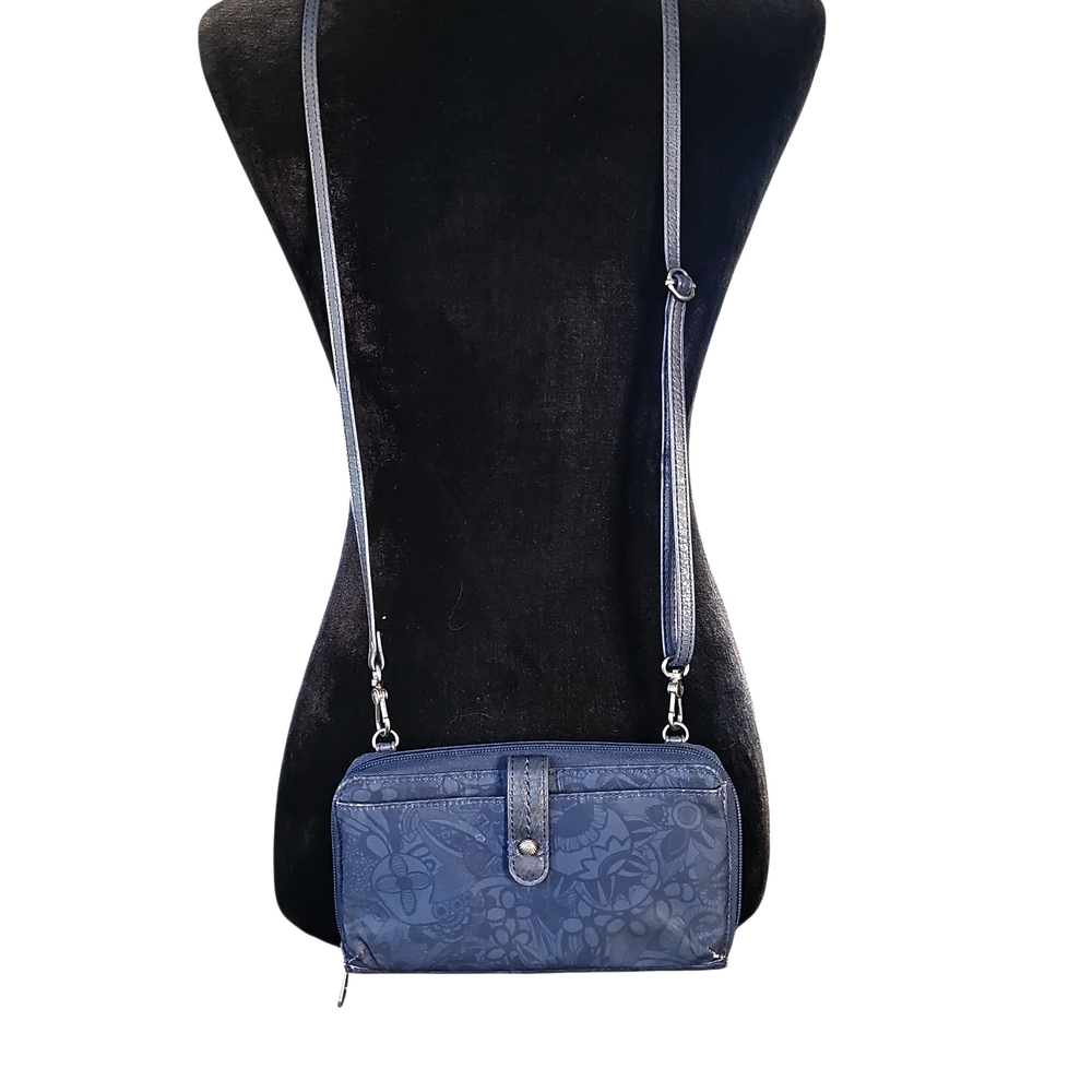 Sakroots Blue Floral Crossbody Wallet Bag
